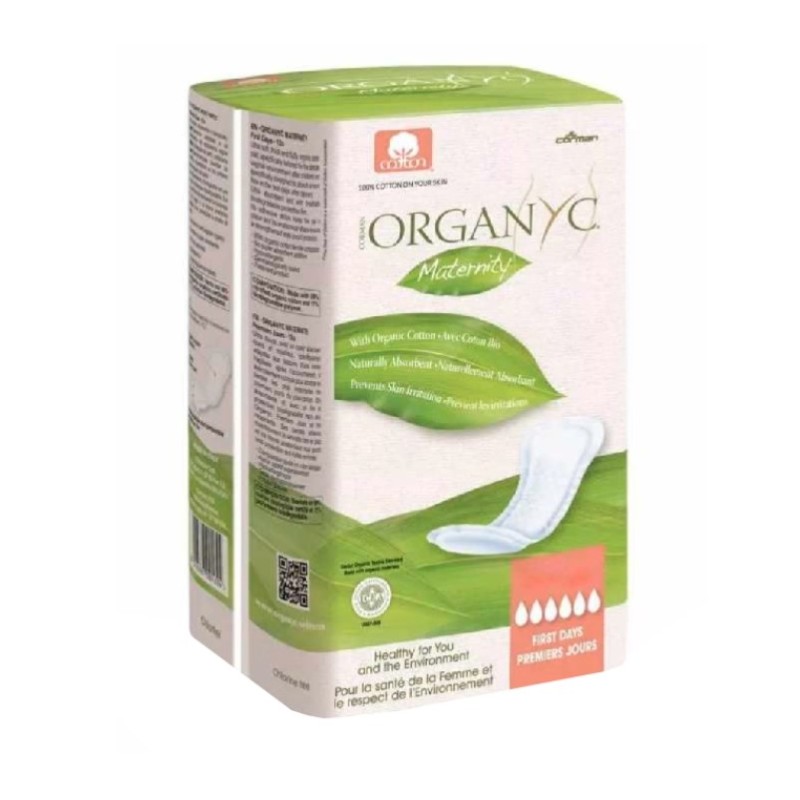 ORGANYC Compresas Post-parto algodón orgánico 100% 12 uds