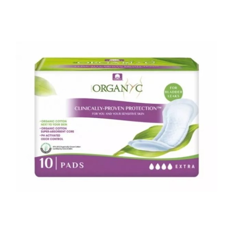 ORGANYC Incontinencia Extra compresas algodón orgánico 100% 10 uds