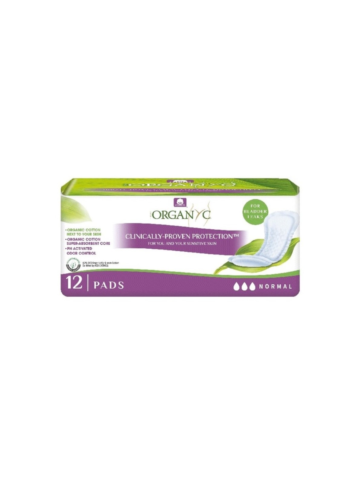 ORGANYC Incontinencia Normal compresas algodón orgánico 100% 12 uds