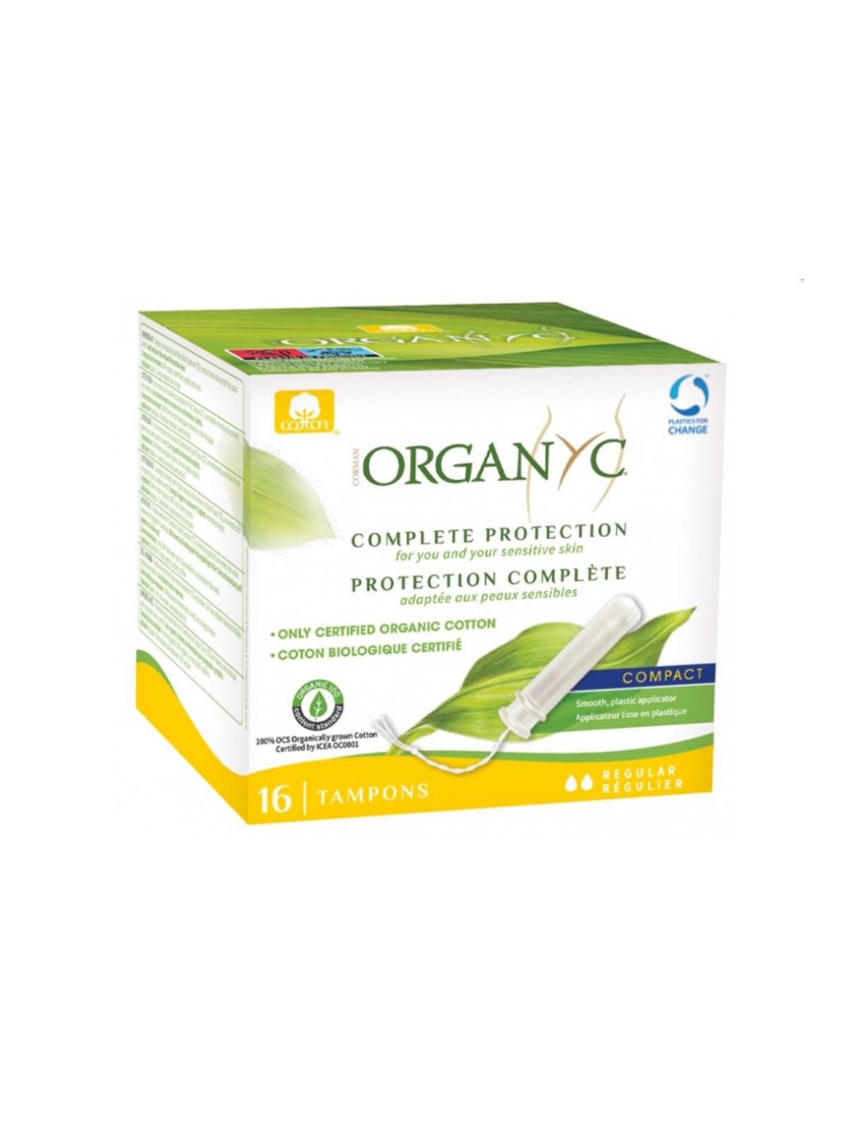 ORGANYC Tampones regular algodón orgánico 100% 16 uds