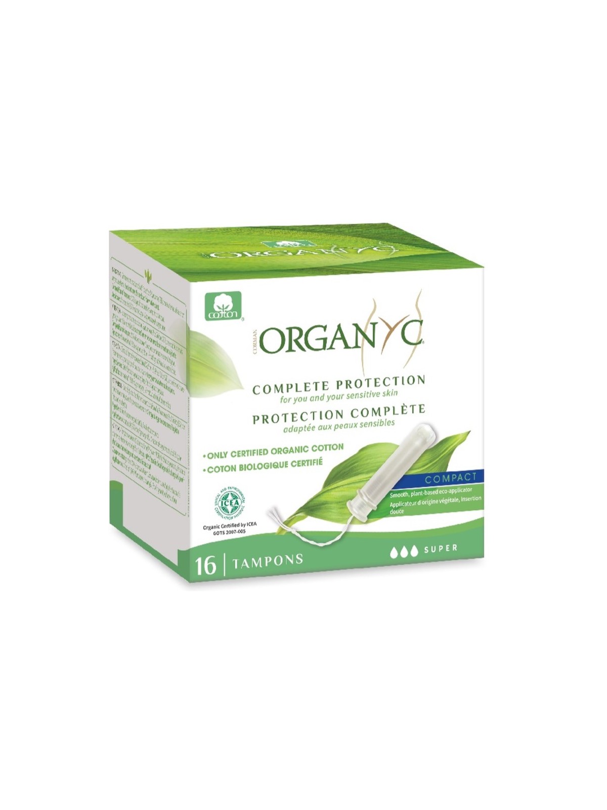 ORGANYC Tampones Super algodón orgánico 100% 16 uds