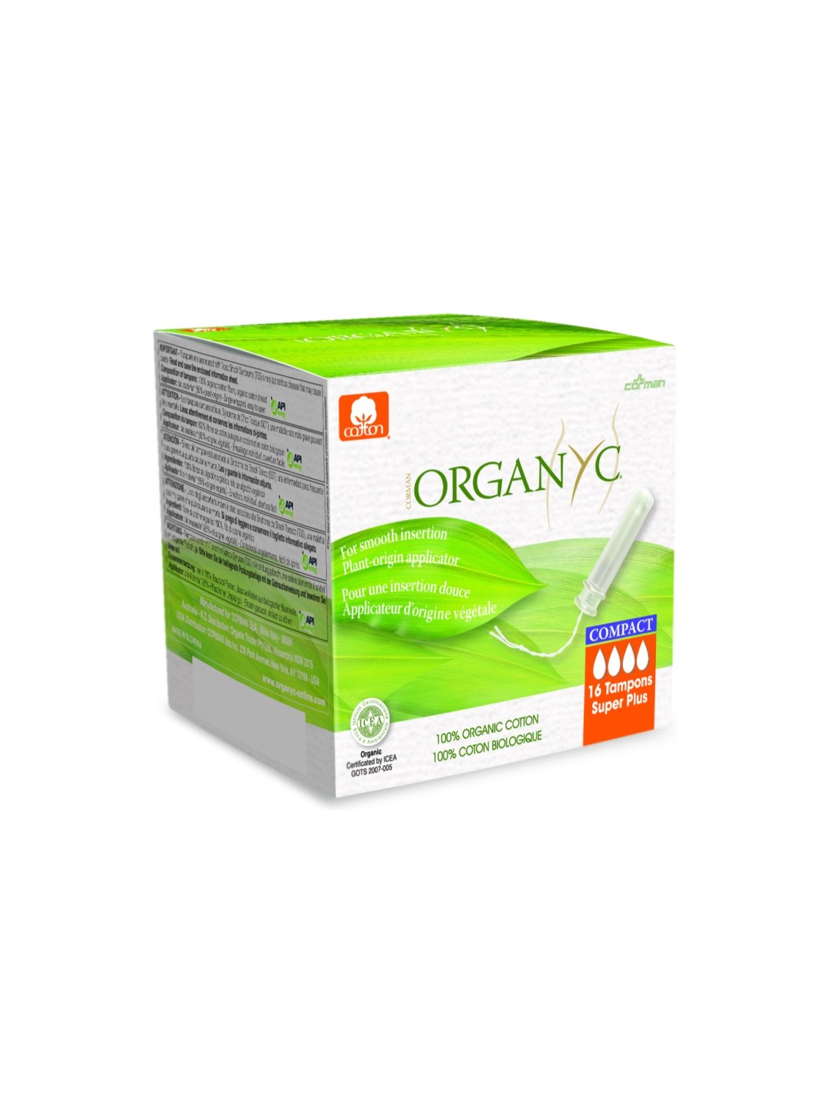 ORGANYC Tampones Super  PLUS algodón orgánico 100% 16 uds