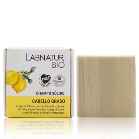 Champú sólido cabello graso 75gr, natural, ecológico y vegano para limpiar, hidratar y fortalecer el cabello