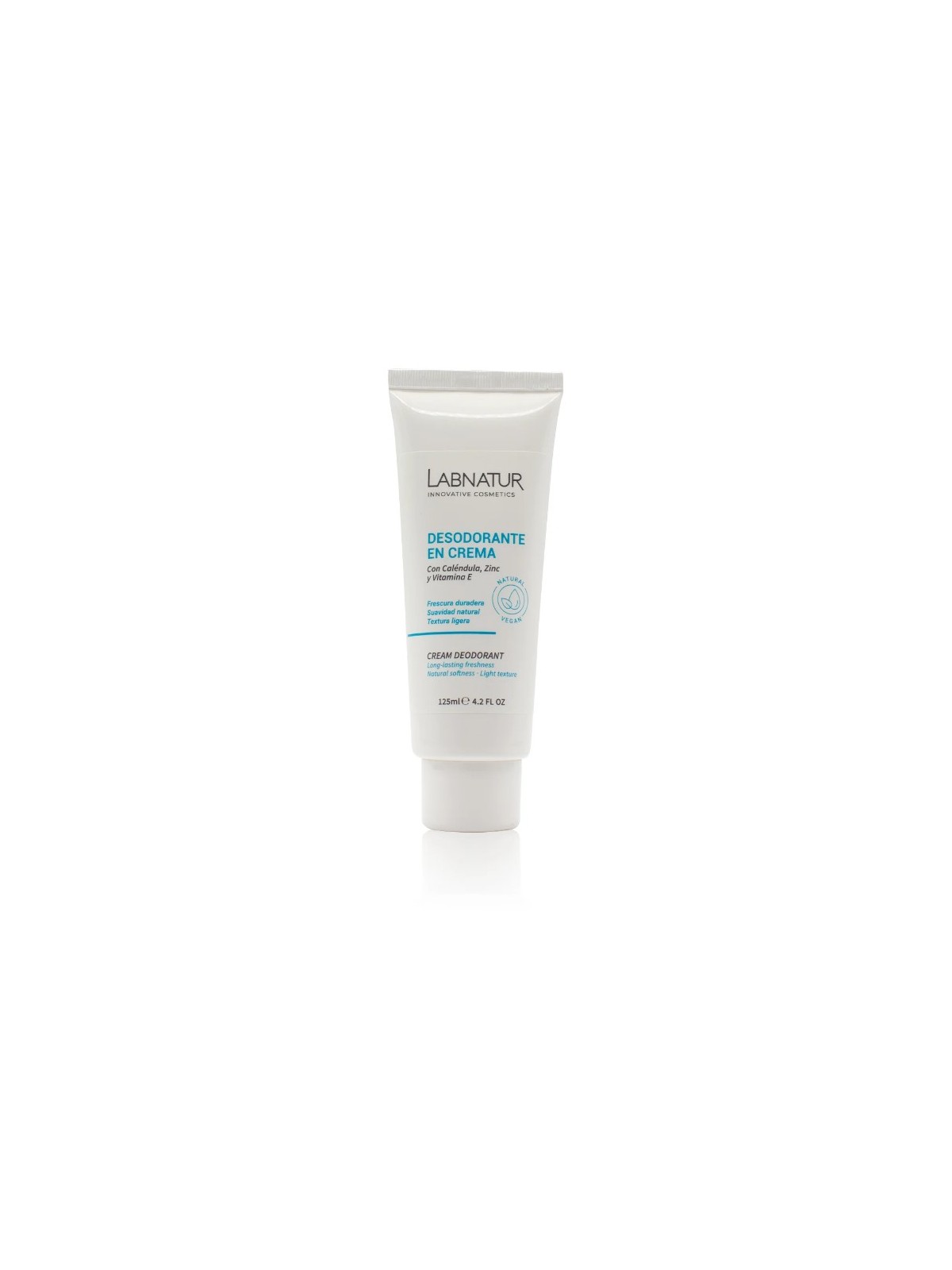 Desodorante en crema 85% ingredientes naturales, vegano, sin alcohol. Fabricado en España